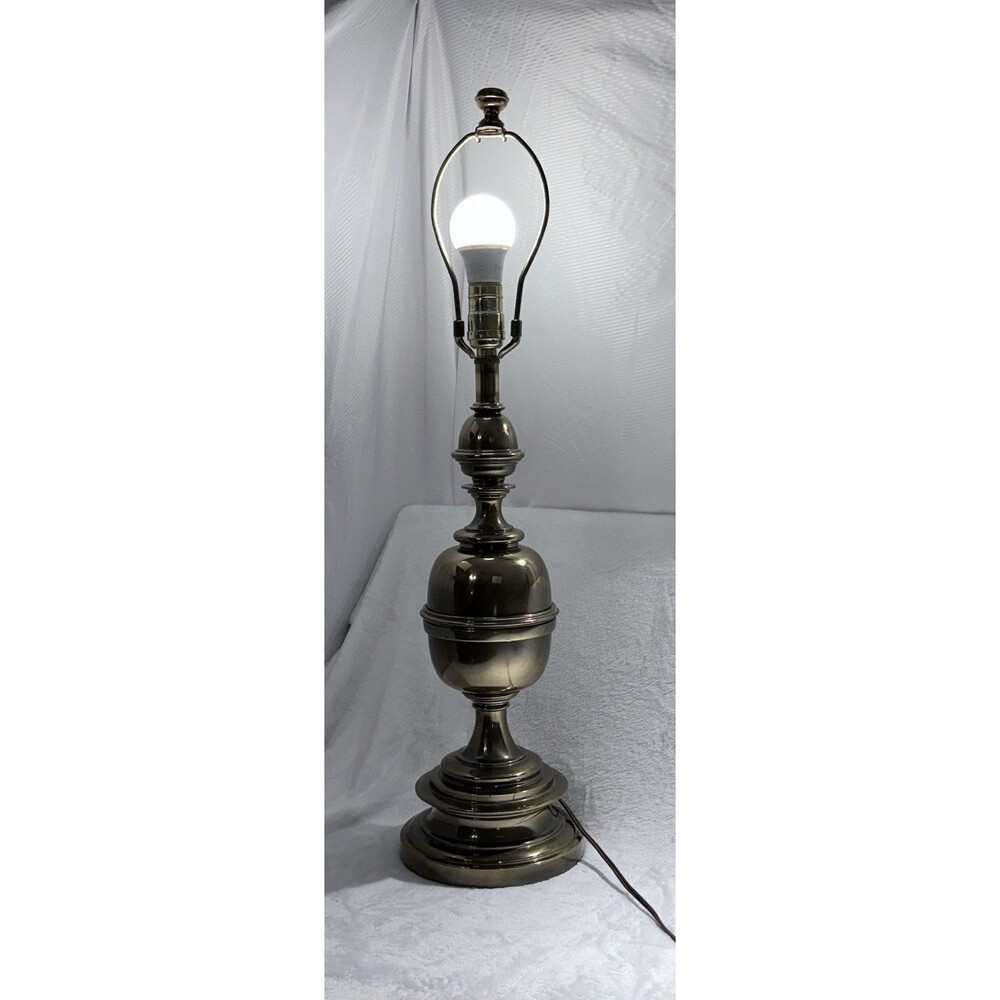 Vtg Stiffel Solid Brass Table Lamp Urn 3-Way Switch Hollywood Regency USA Works